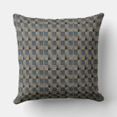 Blauw en bruin geweven mandworp kussen 50 x 50 cm (Achterkant)