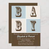 Blauw en bruin Het is een Baby shower-uitnodiging Kaart (Voorkant / Achterkant)