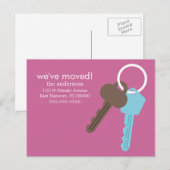 Blauw en bruin huis sleutels bewegende aankondigin aankondigingskaart (Voorkant / Achterkant)