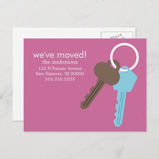 Blauw en bruin huis sleutels bewegende aankondigin aankondigingskaart (Voorkant / Achterkant)