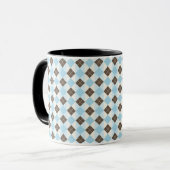 Blauw en bruin klassiek argyle-patroon mok (Voorkant links)