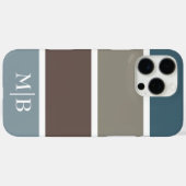 Blauw en bruin kleurenblok met monogram Case-Mate iPhone case (Achterkant (horizontaal))