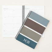 Blauw en bruin kleurenblok met monogram Initialen Planner (Display)