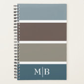 Blauw en bruin kleurenblok met monogram Initialen Planner (Voorkant)