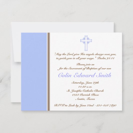 Blauw en bruin kruis uitnodiging voor kerstmis (Voorkant)