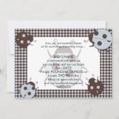 Blauw en Bruin Ladybug Baby Aankondiging (Voorkant)