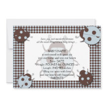 Blauw en Bruin Ladybug Baby Aankondiging