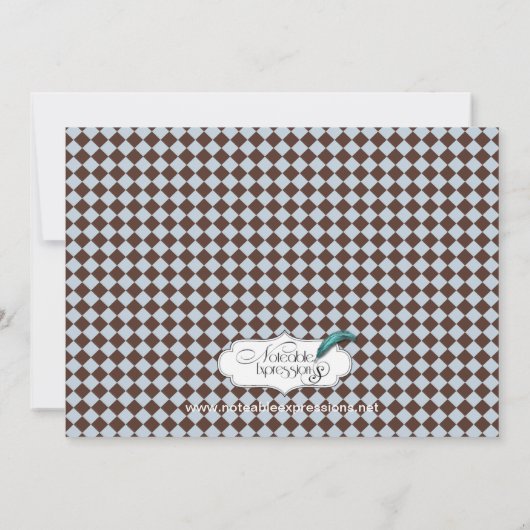 Blauw en Bruin Ladybug Baby Aankondiging (Achterkant)