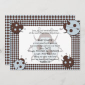 Blauw en Bruin Ladybug Baby Aankondiging (Voorkant / Achterkant)