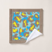 Blauw en bruin luipaard print en monogram bad handdoek (Wasdoekje)
