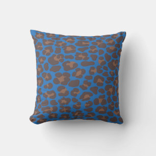 Blauw en bruin luipaardprint buitenkussen Mode