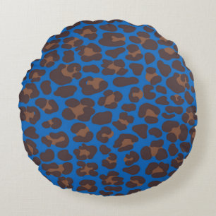 Blauw en bruin luipaardprint buitenkussen Mode Rond Kussen