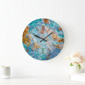 Blauw- en bruin-marmer-stonpatroon grote klok (Huis)