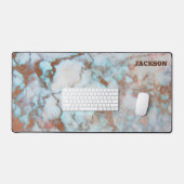 Blauw en bruin marmeren steen bureaumat (Keyboard & Muis)