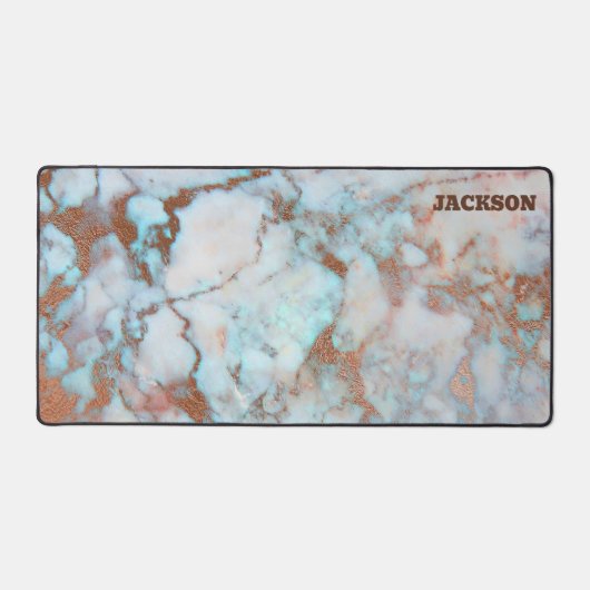 Blauw en bruin marmeren steen bureaumat (Voorkant)