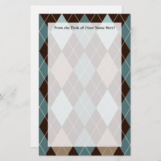 Blauw en bruin Mode Patroon Briefpapier (Voorkant / Achterkant)