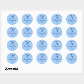 Blauw en Bruin Monogram Huwelijksgunst Sticker (Vel)