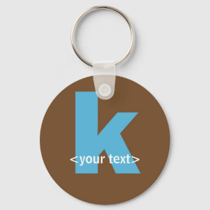 Blauw en bruin monogram - Letter K Sleutelhanger