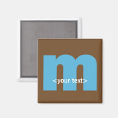 Blauw en Bruin Monogram - Letter M Magneet (Voorkant / Achterkant)