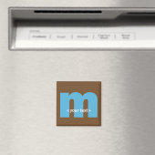 Blauw en Bruin Monogram - Letter M Magneet (Insitu (Vaatwasser))