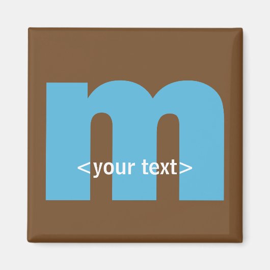Blauw en Bruin Monogram - Letter M Magneet (Voorkant)