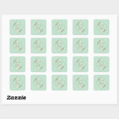 Blauw en Bruin Monogrammed Vierkante Stickers (Vel)