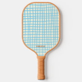 Blauw en Bruin Net Patroon Modern Monogram Pickleball Paddle (Voorkant)