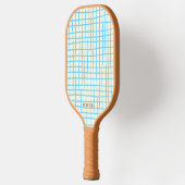 Blauw en Bruin Net Patroon Modern Monogram Pickleball Paddle (Links)