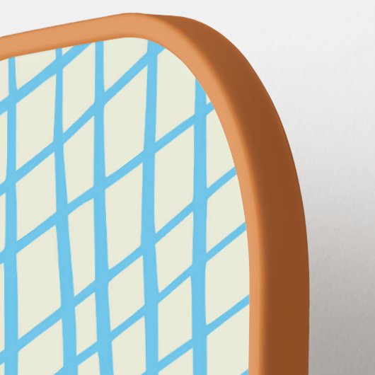 Blauw en Bruin Net Patroon Modern Monogram Pickleball Paddle (Links Detail)