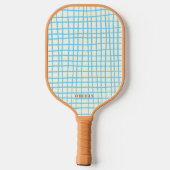 Blauw en Bruin Net Patroon Modern Monogram Pickleball Paddle (Achterkant)