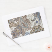 Blauw en Bruin Paisley Patroon Rechthoekige Sticker (Envelop)