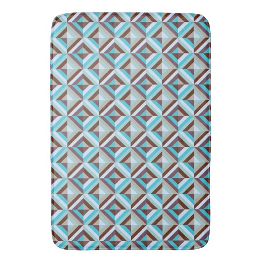 Blauw en bruin patchwork Quilt Pattern Badmat (Voorkant Verticaal)