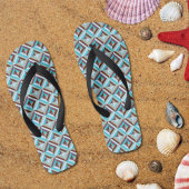 Blauw en bruin patchwork Quilt Pattern Teenslippers