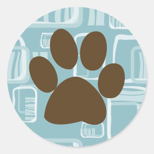 Blauw en Bruin Paw Print Pattern Stickers (Voorkant)