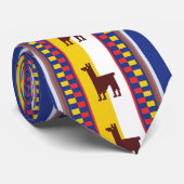 Blauw en bruin peruviaans llamapatroon stropdas (Opgerold)