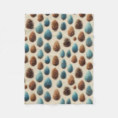 Blauw en Bruin Pinecone Winter Patroon Fleece Deken (Voorkant)