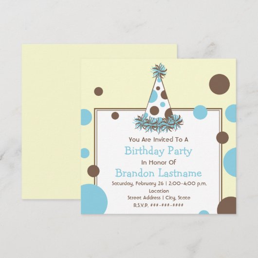 Blauw en bruin pookartonnen Pet op zaterdag Kaart (Voorkant / Achterkant)