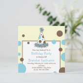 Blauw en bruin pookartonnen Pet op zaterdag Kaart (Staand voorkant)