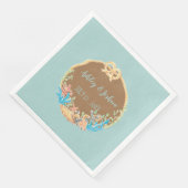 Blauw en Bruin Retro Beach Trouwpapier Servetten (Hoek)