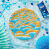 Blauw en bruin Rockscape Papieren Bordje (Feest)