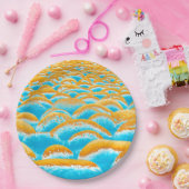 Blauw en bruin Rockscape Papieren Bordje (Feest)