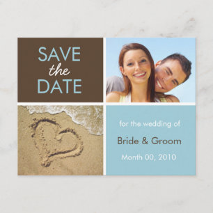 Blauw en bruin sparen de Datum Fotokaarten Save The Date