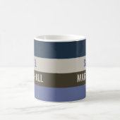 Blauw en Bruin Stripes Patroon Gepersonaliseerd Koffiemok (Center)