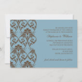 Blauw en Bruin Vintage Bruiloft Uitnodiging (Voorkant)