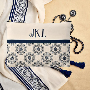 Blauw en bruin vintage monogram etui