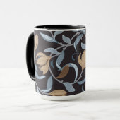 Blauw en bruin William Morris Elegant Geïnspireerd Mok (Voorkant links)