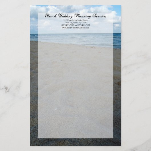 Blauw en bruin zand ~ Beach Wedding Briefpapier (Voorkant)