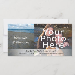 Blauw en bruin zand ~ Beach Wedding Save The Date