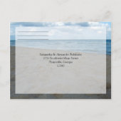 Blauw en Bruin Zanden ~ Strand Bruiloft RSVP Antwo Uitnodiging Briefkaart (Achterkant)