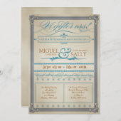 blauw en bruin Zweeds huwelijksuitnodiging Kaart (Voorkant / Achterkant)